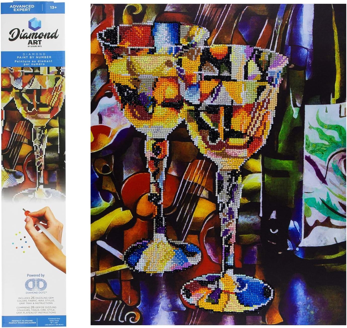 DIAMOND ART BY LEISURE ARTS Diamond Painting Kits for Adults 14"X16" Advanced Abstract Wine, Full Drill, Art Kits, Dimond Art, for Adults, Kit