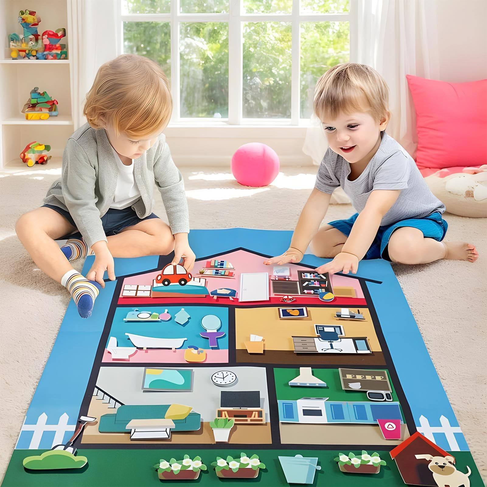 Erzähltafel-Set, Filz, 104 x 75 cm, interaktives Filzbrett-Set, sensorisches Lernen, Spielzeug für die Schule, Kinder im Vorschulalter, Kinder, Entwicklung