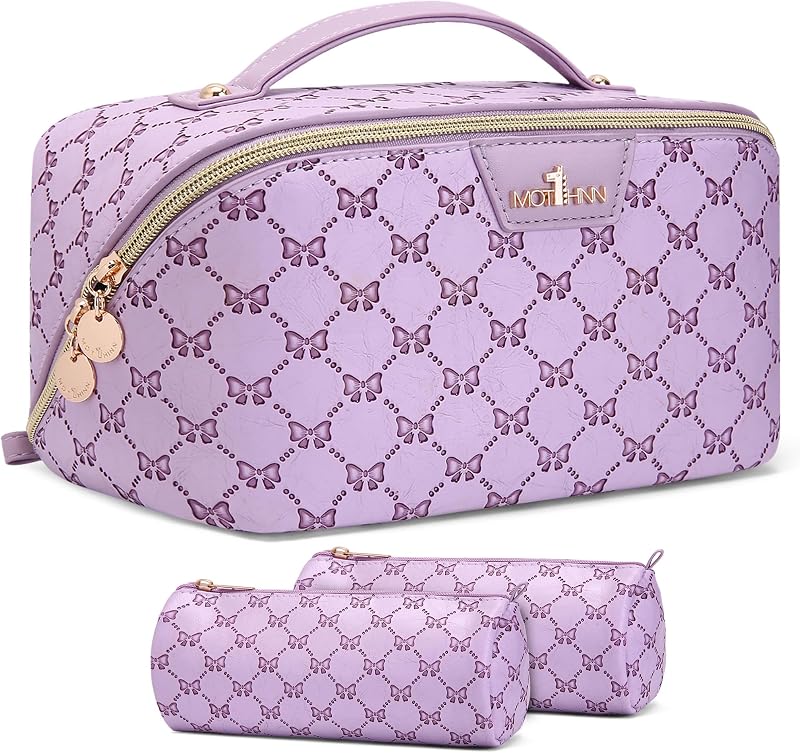 MOT HINN Kit com 3 Necessaires de Maquiagem Lilac Purple Butterfly
