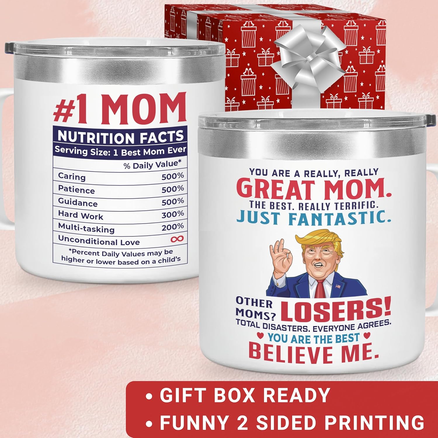 Gifts for Mom, Funny Birthday Present from Daughter Son, You Are A Really Great Mom Mug Tumbler 14Oz - Insulated Coffee Cup with Lid and Gift Box - Image 3