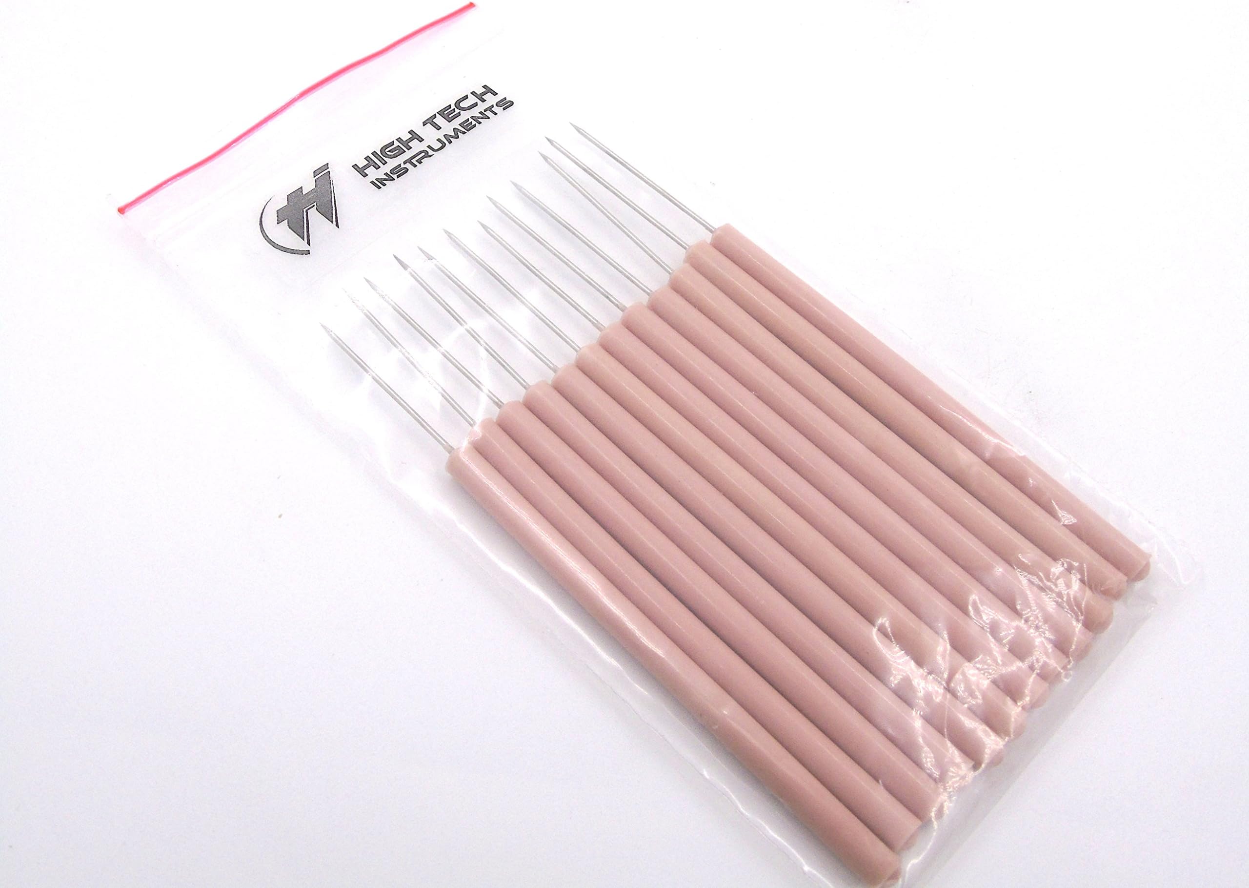 PACK OF 12 DISSECTING DISSECTION TEASING NEEDLE STRAIGHT WITH PLASTIC HANDLE (HTI BRAND)