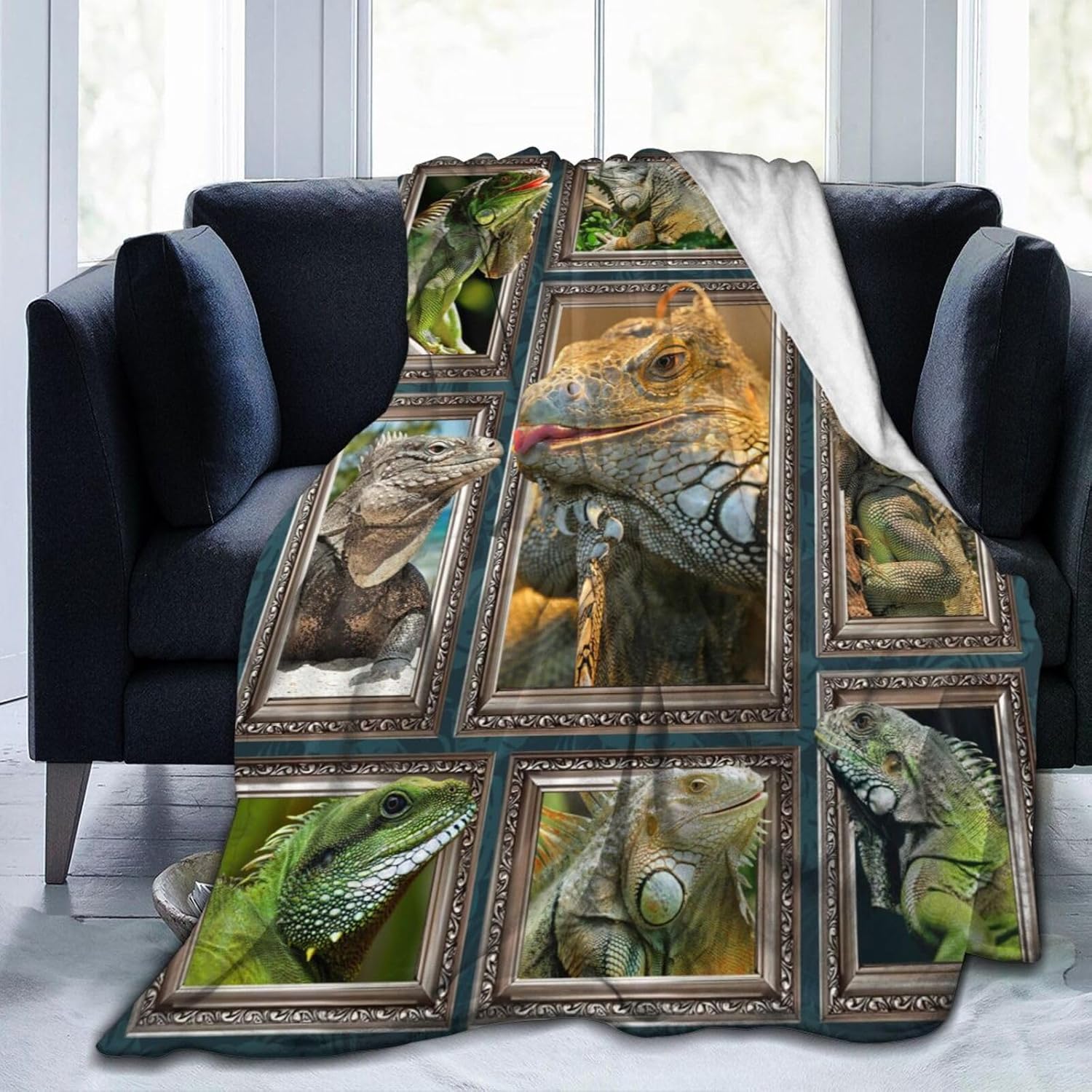 Lizard Blanket for Girls Women Boys Men Adults Kids Soft Cozy Fleece Iguana Reptile Lovers Throw Blankets Gifts Warm Flannel Plush Stuff Lightweight Decorative for Couch Bed Sofa 50"X40" - Image 5