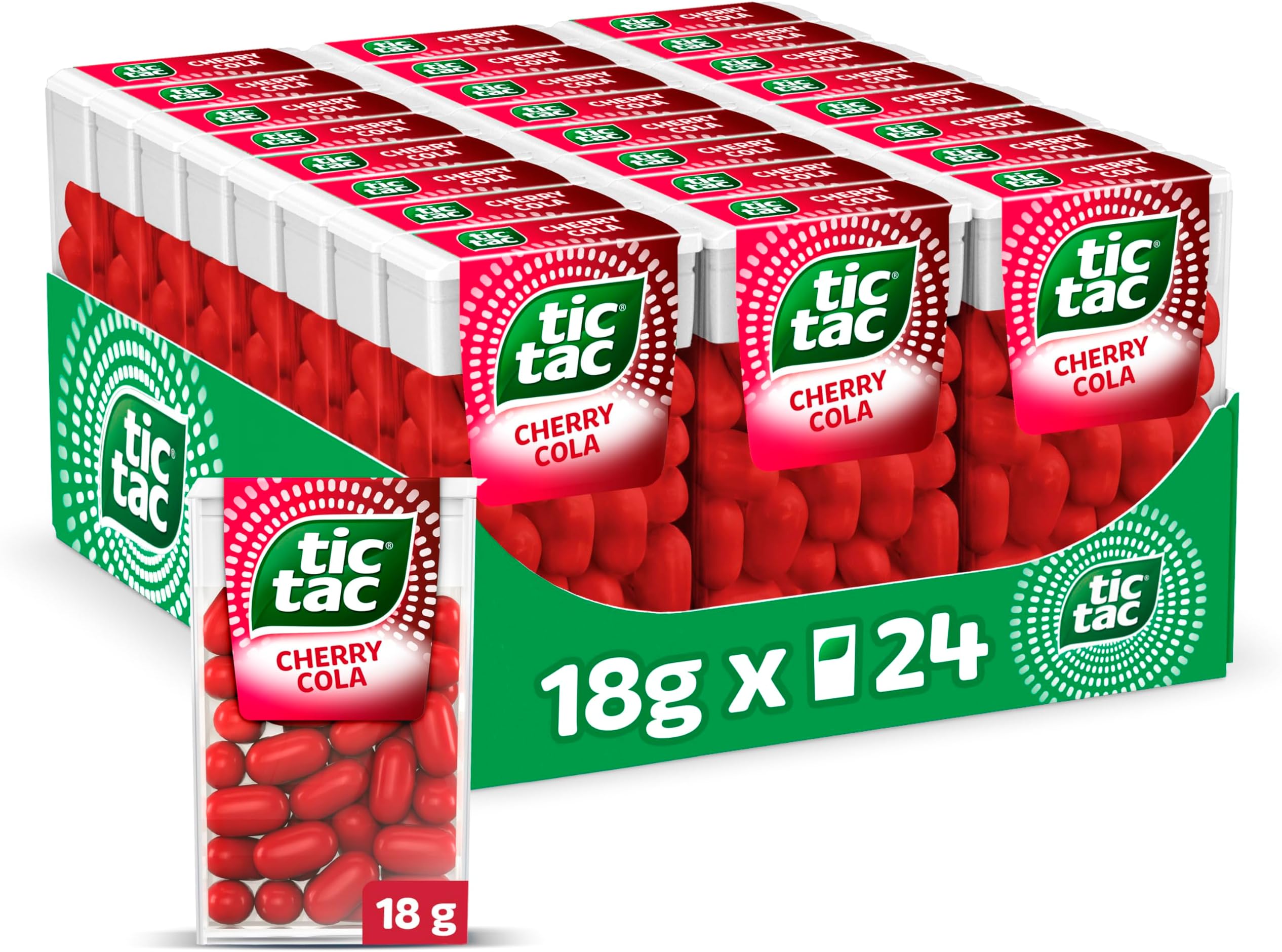 Mixers Cherry Cola Mints Sweets, Mints, Party Bag Fillers, On the Go Refreshment, Bulk Box of 24 x 18g Packs