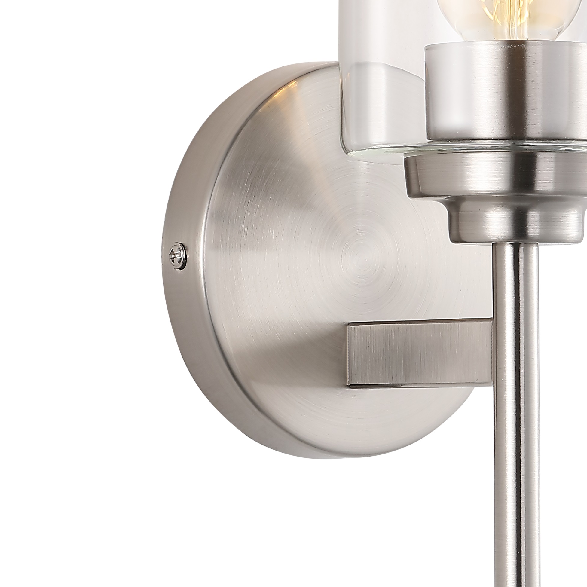 Image of JONATHAN Y 13 inch Nickel /Clear Industrial Farmhouse LED Wall Sconce, with Clear Glass Cylinder Shade, 1-Light Iron Vanity Light for Bathroom Mirror Hallway Bedroom (JYL9547C)