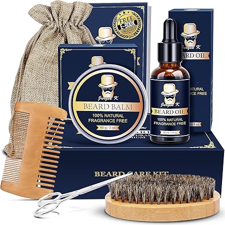 Gifts for Men - Beard Care kit for Men's Gift with Beard Oil, Beard Balm, Beard Brush & Comb, Scissors - Anniversary & Birthday Gifts for Men, Him, Husband, Boyfriend, Grandpa, Brother, Dad - Christmas Gifts for Men