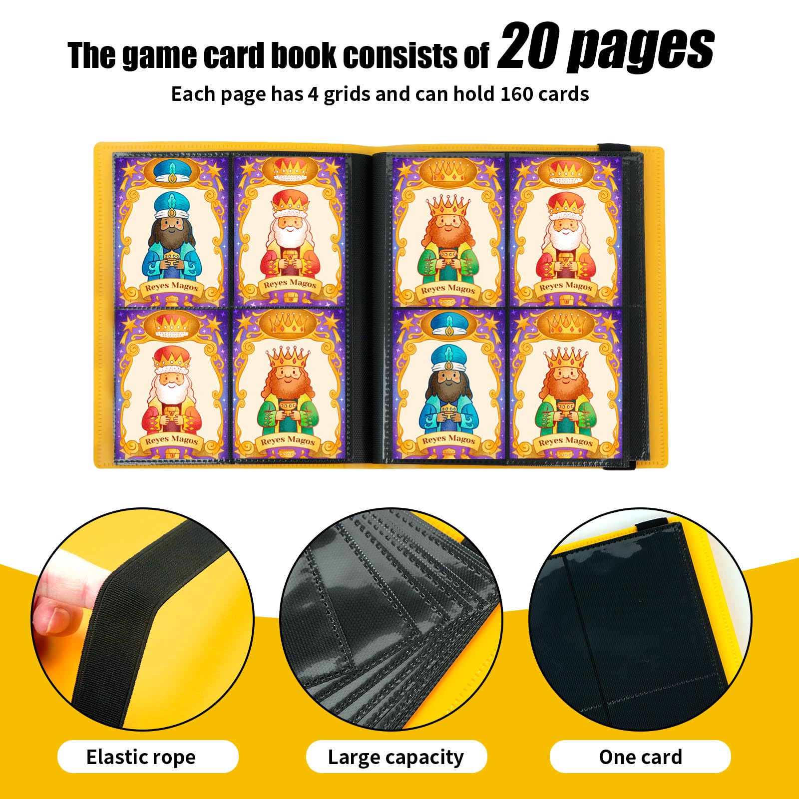 Card Binder, Trading Card Album 4 Compartments, 20 Pages, Capacity 160 Cards, Portable Album, Waterproof Binder Pages - Image 4