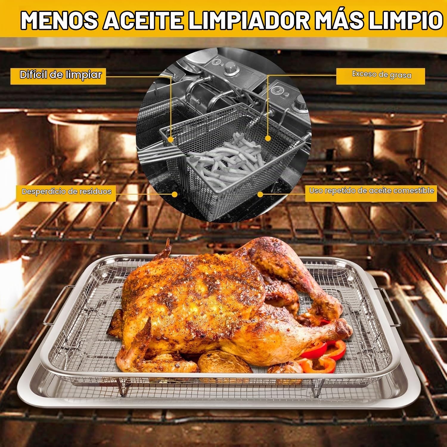 Bandeja de Horno de Acero Inoxidable con Rejilla de Enfriamiento | Bandeja para Hornear Galletas y Pasteles con Diseño Antiadherente, Resistente y Fácil de Limpiar para Cocina