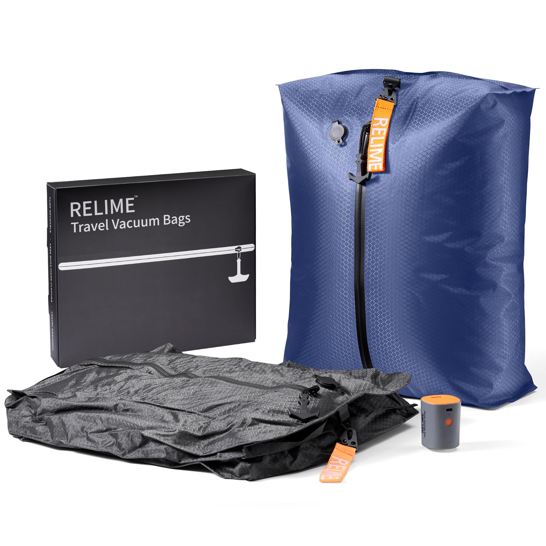 Relime Classic Series Vacuum Bags for Travel Luggage with Wireless Pump, Compression Bags for Carry On Suitcases and Backpack, Vacuum Seal Packing
