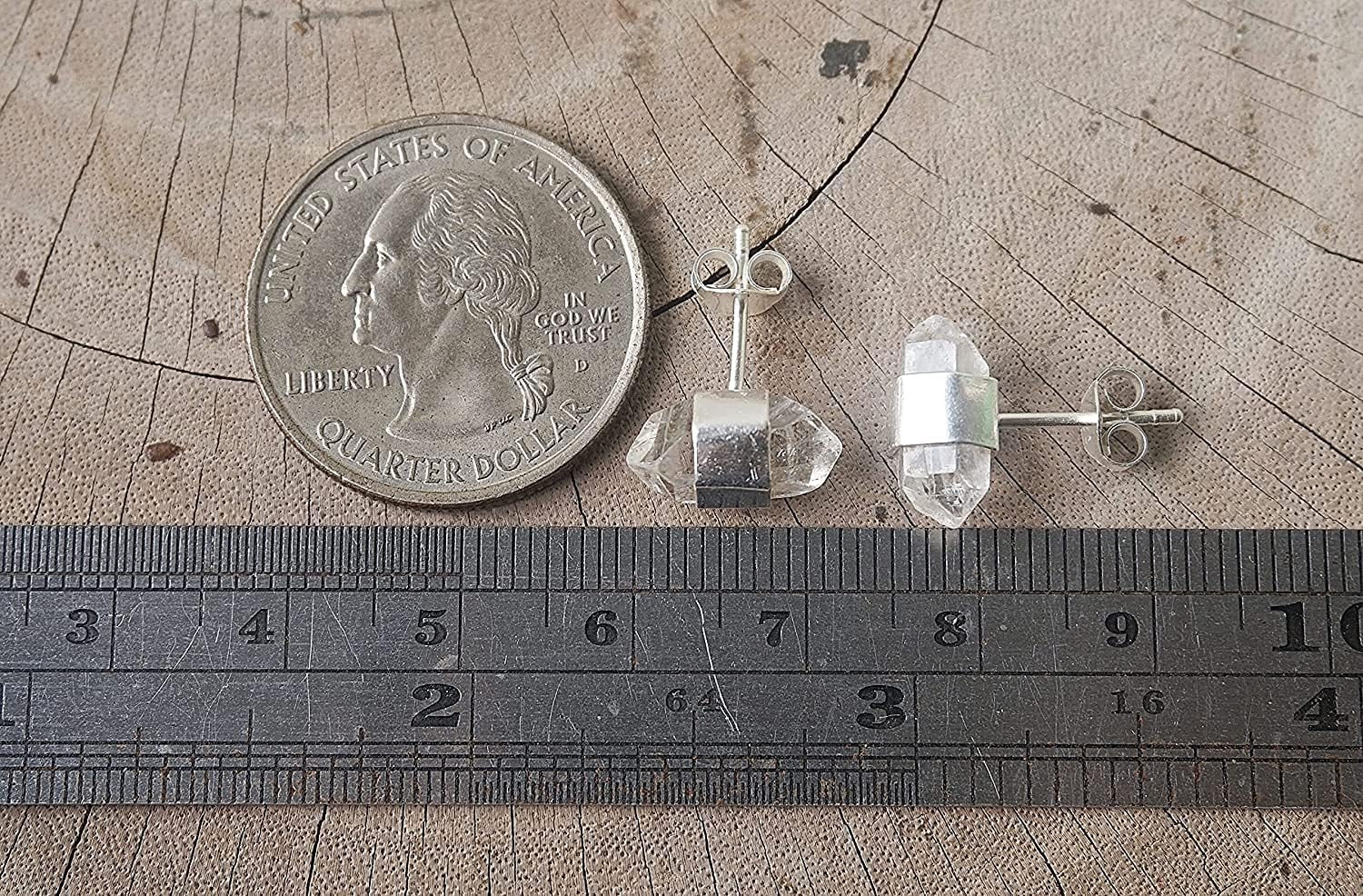 Raw Clear Quartz Crystal Sterling Silver Stud Earrings,EQL - Image 4