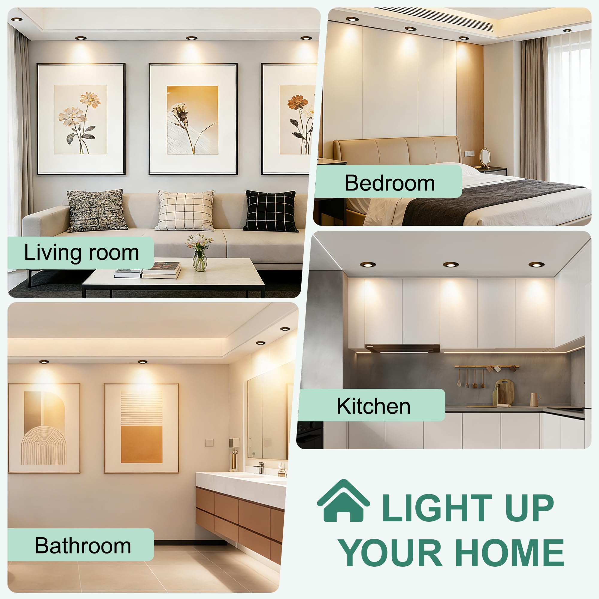 Downlight LED Techo Empotrable Regulable 230V, 5.5W 600LM IP44 Ojos de Buey Ultrafino 68mm, 45° Rotable Focos LED Interior Techo 2700K Blanco Calido Foco Empotrable para Baños, Negro 6 Pack
