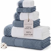 Vista 9 de Modern Threads Juego de toallas de 6 piezas, 100% algodón, de secado rápido, ultra absorbentes, incluye 2 toallas de baño, 2 manos y 2 paños Salvia