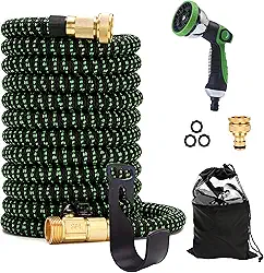 Mangueira De Jardim Retrátil De 30 Metros Com Pulverizador De 10 Bicos Funcionais, Mangueira Elástica Retrátil Leve E Flexível Com Núcleo De Látex Dobrável Durável E Conexões De Latão Sólido, Verde