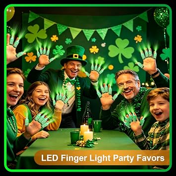 100pcs Green Finger Lights, Glow in the Dark Flashlights for Kids, St. Patrick Party Favors, LED Rave Laser Toys for Christmas Party, Classroom Prizes Carnival Birthday Concert Accessories