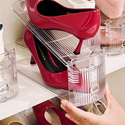 Miniatura 2 de Paquete de 20 ranuras para zapatos organizador para armario, soporte ajustable para zapatos, ahorrador de espacio de zapatos de doble capa para