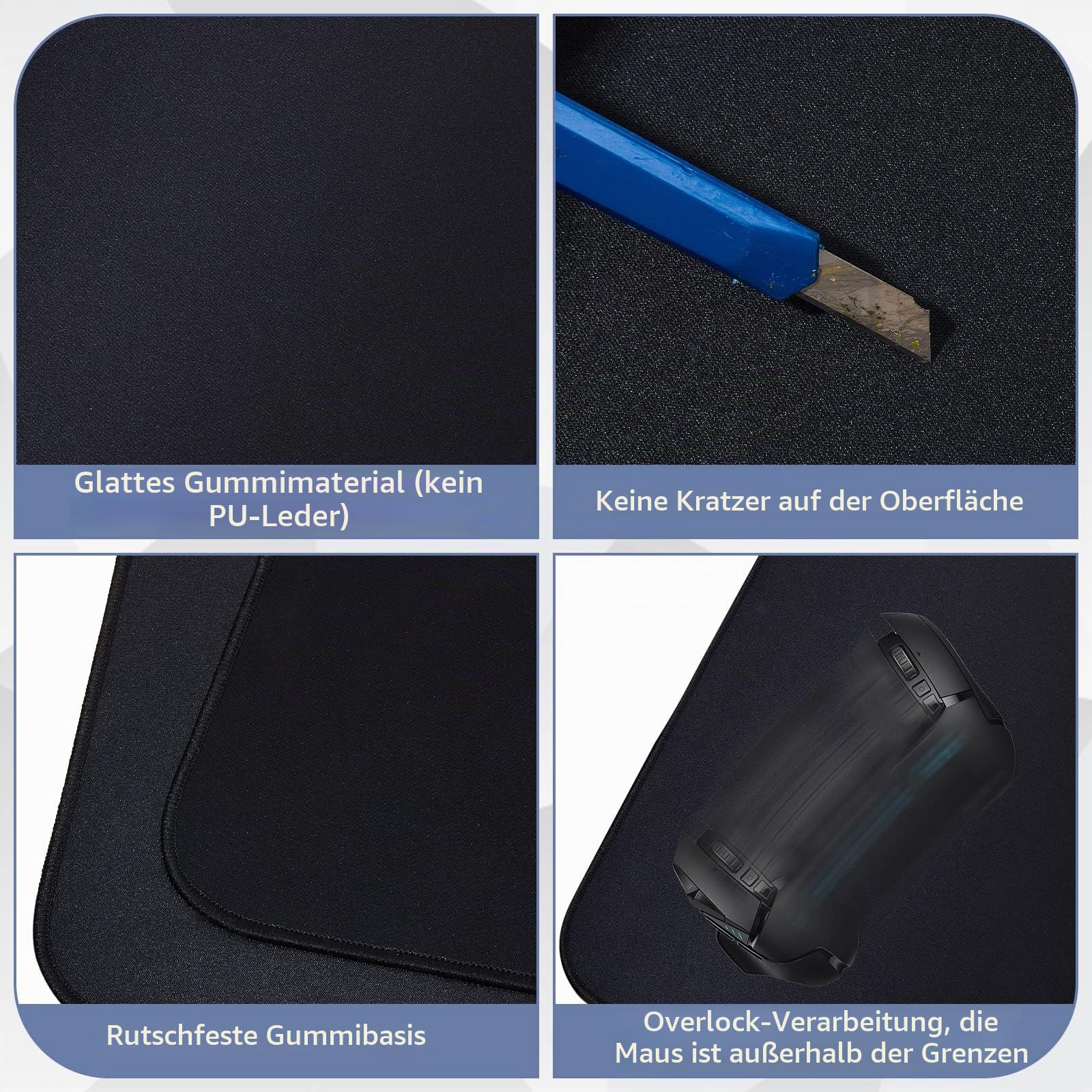 Amylove L-förmige Maus-Eck-Schreibtischunterlage, wasserdicht, groß, Gummi-Eck-Mauspad für Büro, Zuhause, L-förmiger Schreibtisch, Gaming-Setup, Computerschutz, Zubehör, 91,9 cm (36,2 Zoll) (Schwarz)
