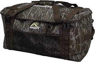 Insights Hunting by frogg toggs– The Traveler Gear Bag, All Around Hunting Weatherproof Storage Duffle, XL 3000 Cubic Inches of Storage, Mossy Oak Bottomland - Insights