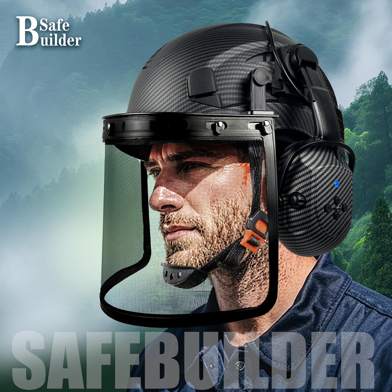 Forestry Chainsaw Tree Work Safety Helmet Vented Hard Hats Bluetooth Ear Muffs Face Shield Outdoor Hardhats ANSI Z89.1