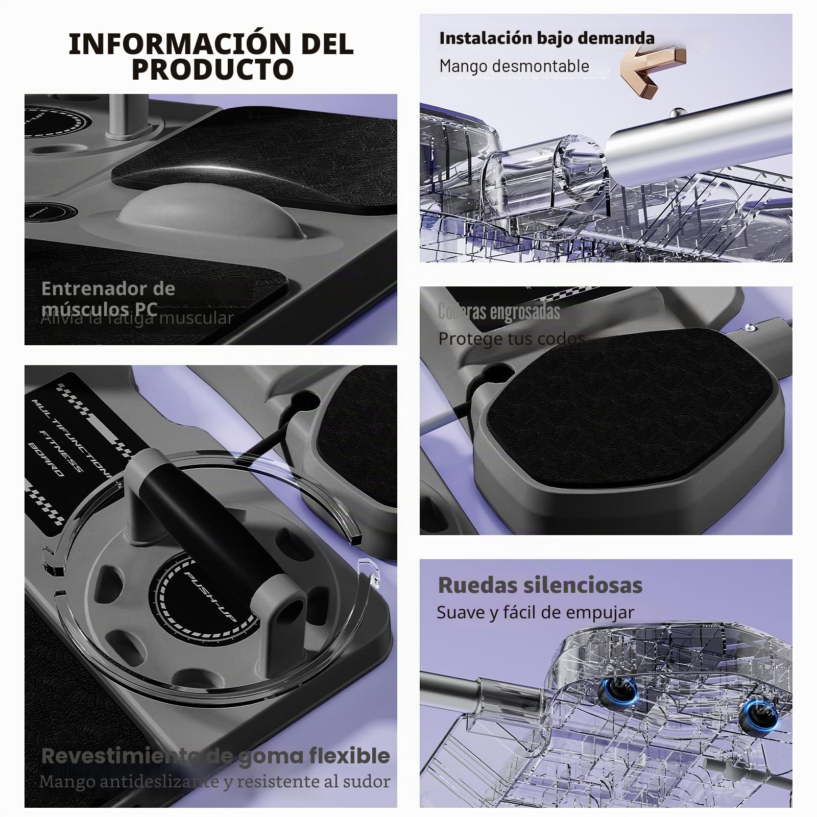 Pilates Reformer Compact, 2025 Upgraded Pilates Board, 5 en 1 Multifuncional Plegable Portátil Pilates Set / Tabla abdominal para el hogar Fitness