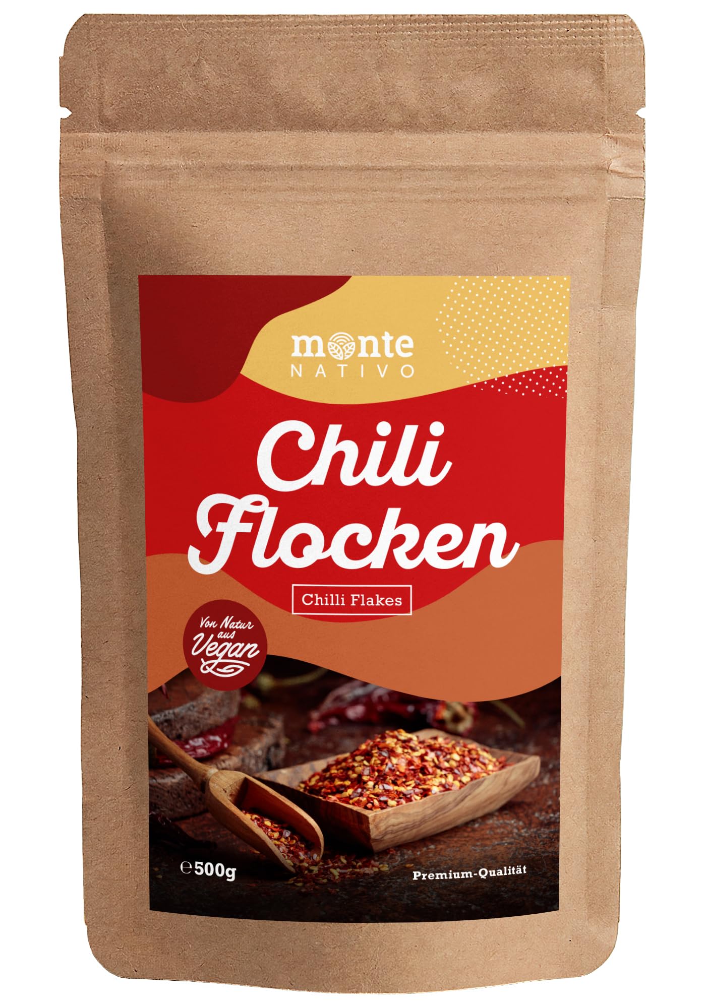 Chilli Flakes Monte Nativo (500g) - Crushed Chilli Flakes - Crushed Chillies - Gently Dried and Aromatic Spices Ideal for Cooking and Seasoning