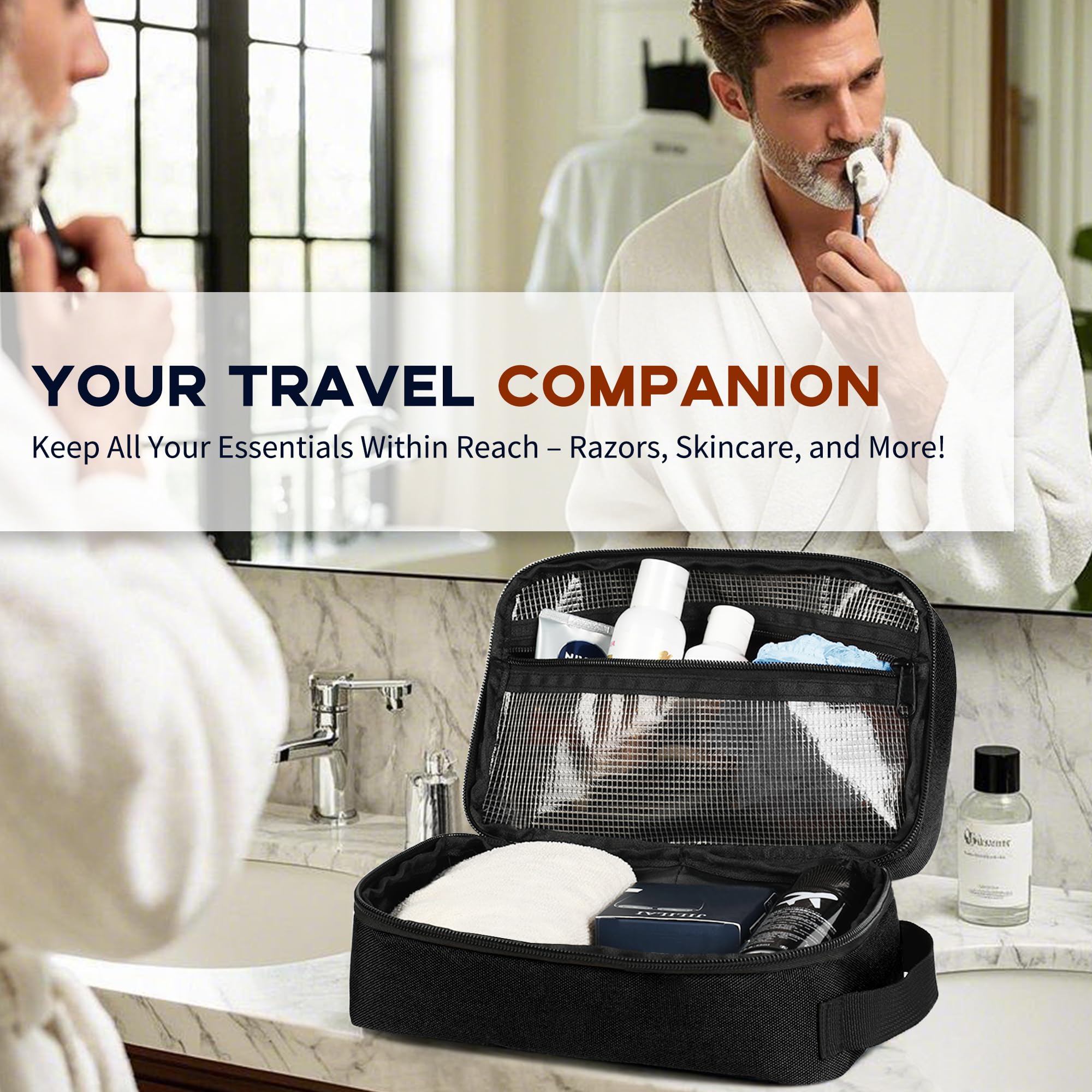 Wrangler Beauty case da uomo, kit da viaggio per rasatura Dopp, kit tecnico in tessuto Oxford, organizer da bagno, regali per uomini