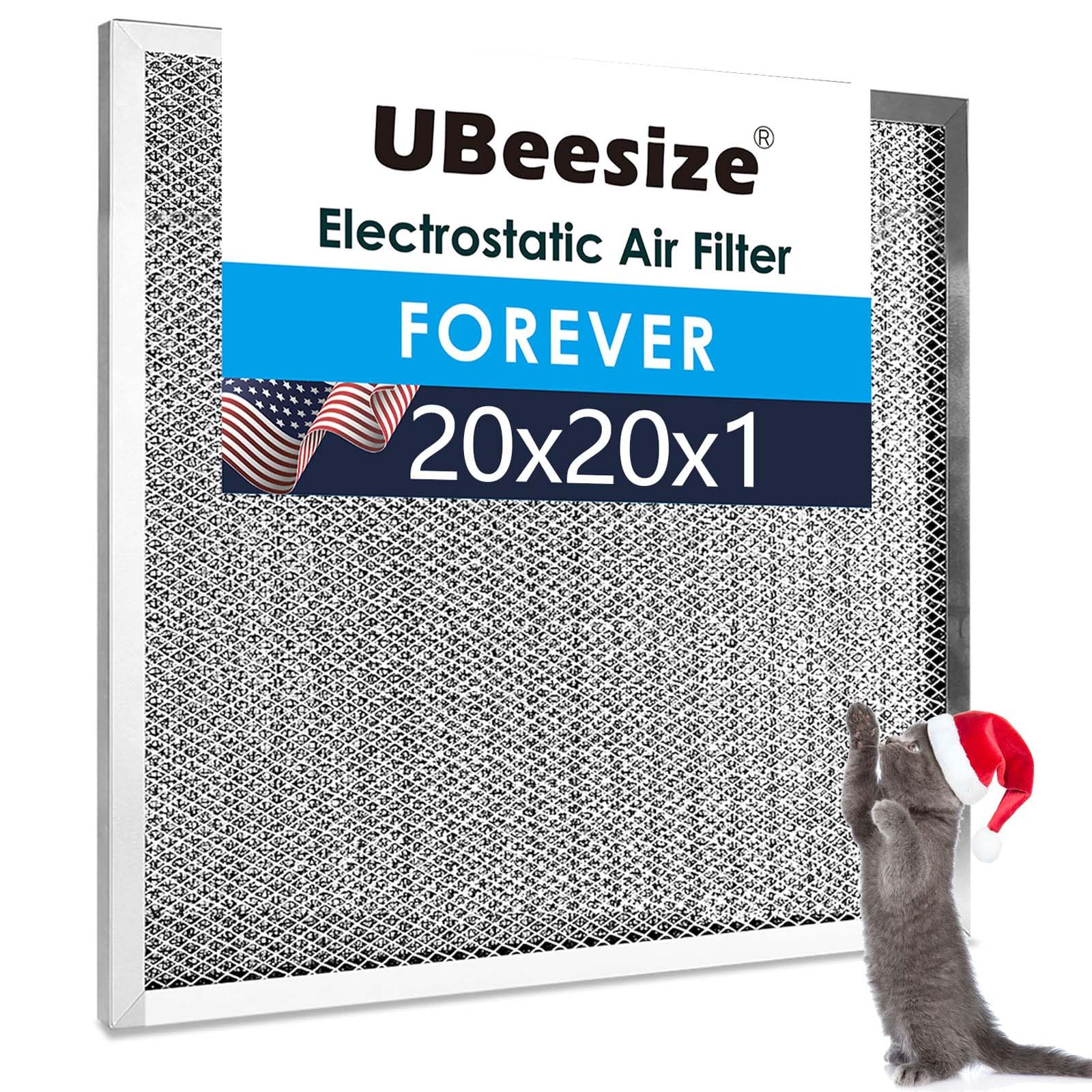 UBeesize20x20x1 Washable Air Filter - Reusable, Permanent, and Electrostatic - Lasts a Lifetime - Enjoy Fresher Air in Your Home and Office HVAC AC Furnace Systems (Actual Size: 19.75"x19.75"x0.86")