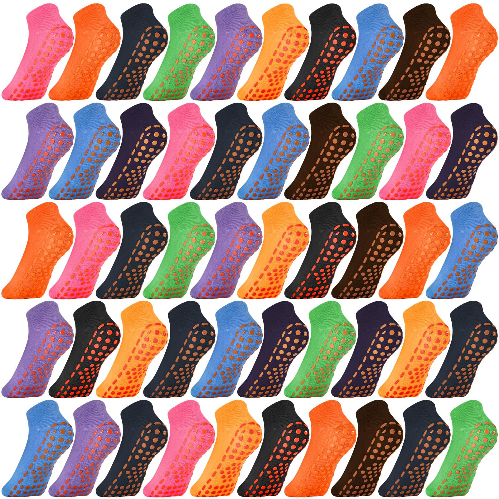 Haysandy 40 pares de calcetines de yoga antideslizantes para mujer, calcetines de pilates a granel con agarres antideslizantes, calcetines atléticos antideslizantes