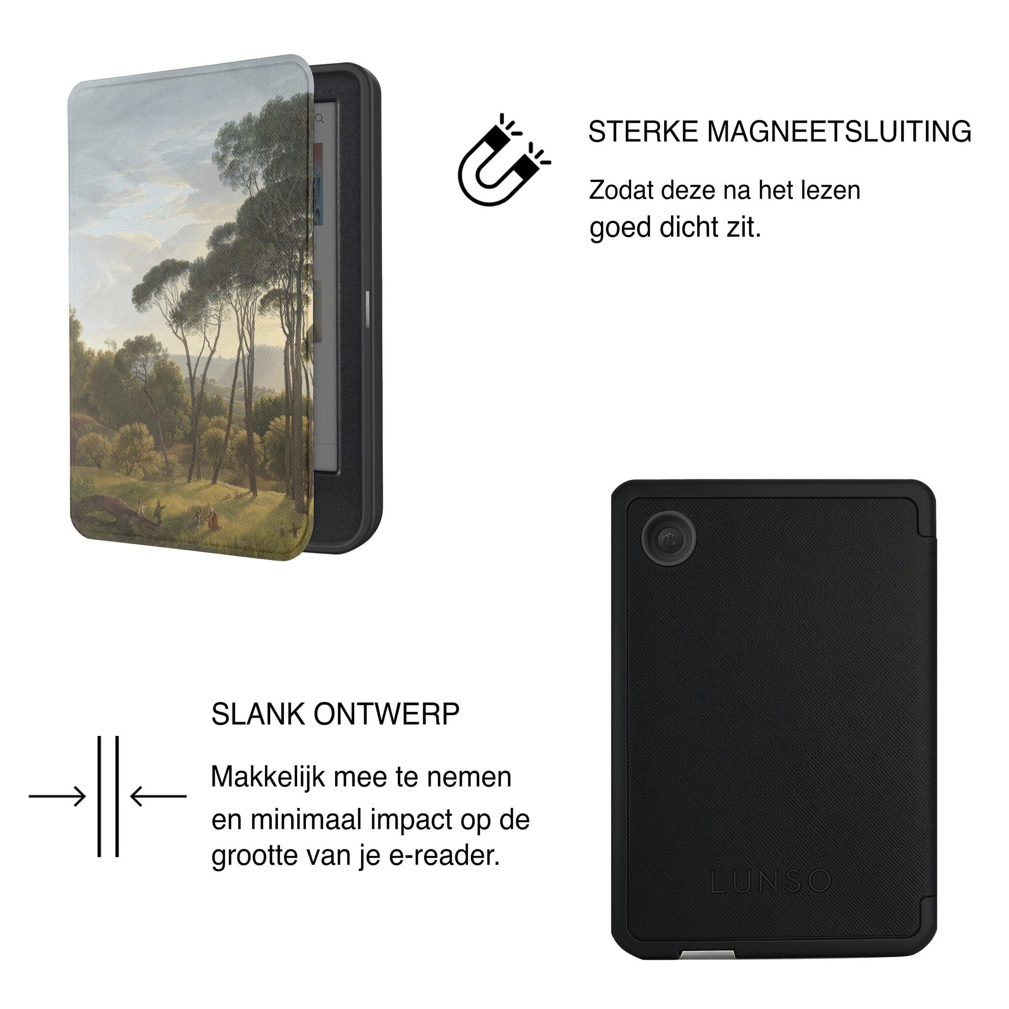 Lunso Compatible avec Kobo Clara BW/Clara Colour Case (6 pouces) - Housse Vegan Saffiano Cuir Sleep Cover - Paysage italien