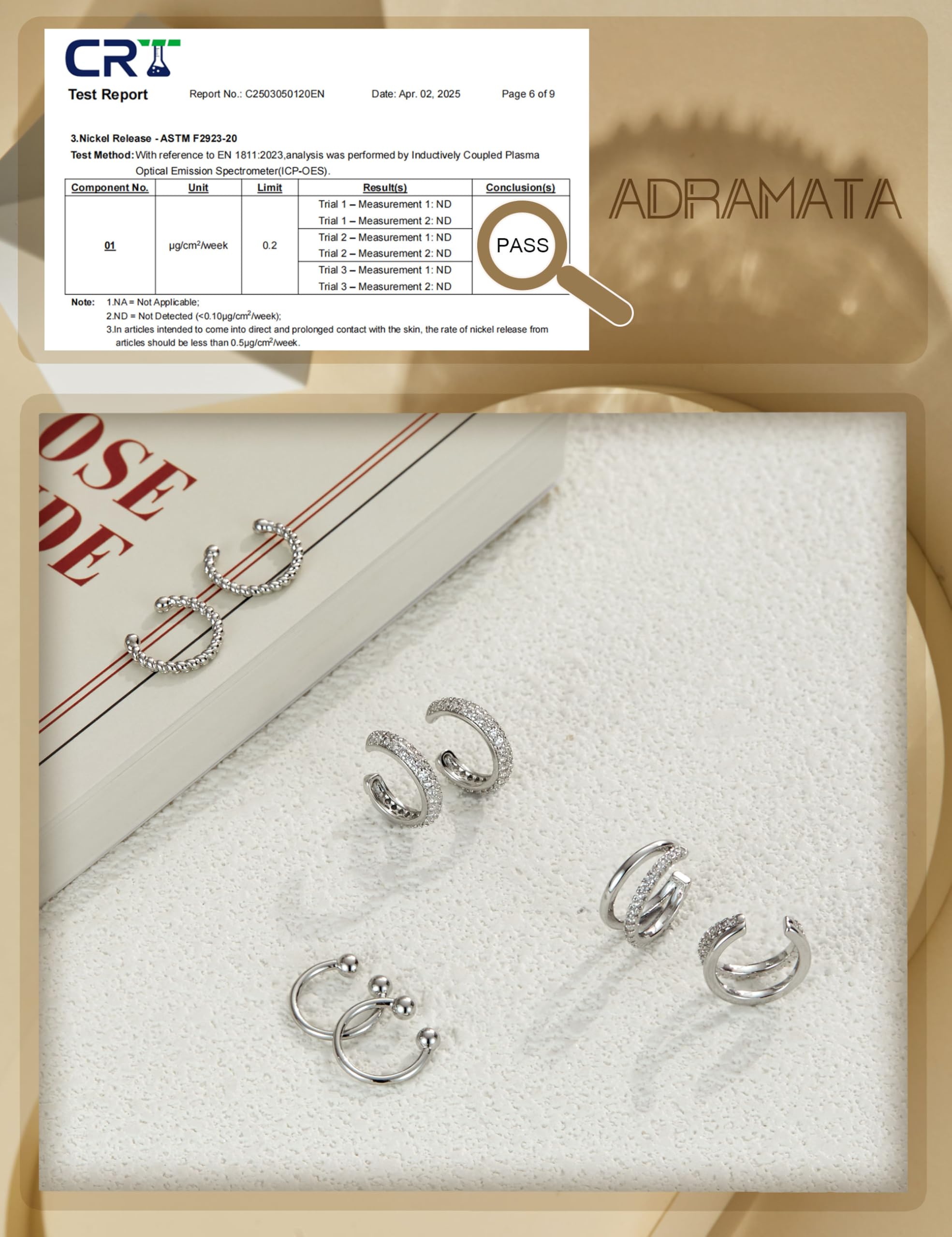 ADRAMATA 4 Paia Ear Cuff Orecchini Senza Buco Donna - Regolabili Clip in Oro 14K/Argento, Orecchini Finti Ipoallergenici per Cartilagine, Non Piercing Earcuffs con Custodia Regalo