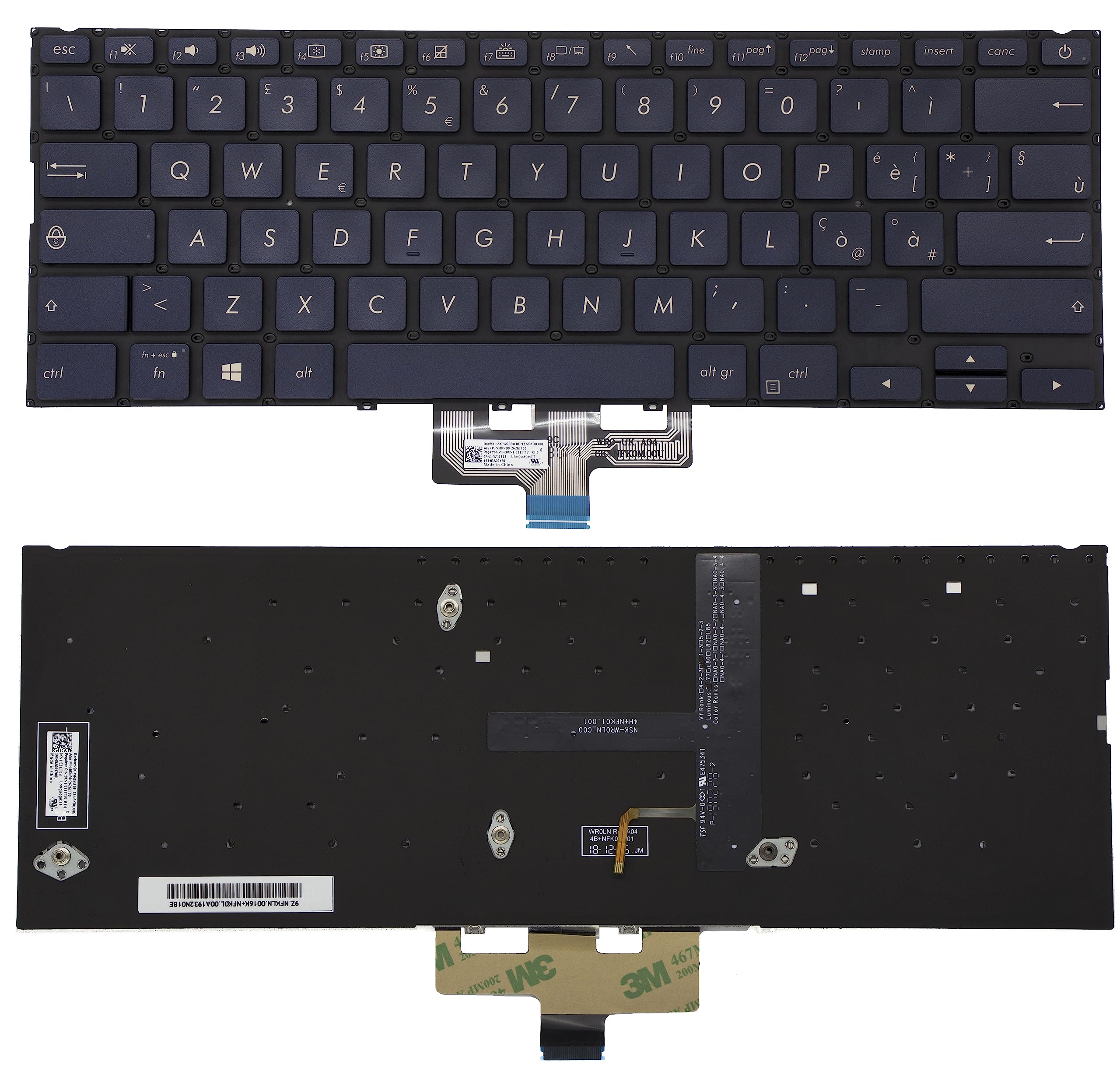 Tastiera Italiana Compatibile con Notebook ASUS UX433 UX433F (Blue) RETROILLUMINATA
