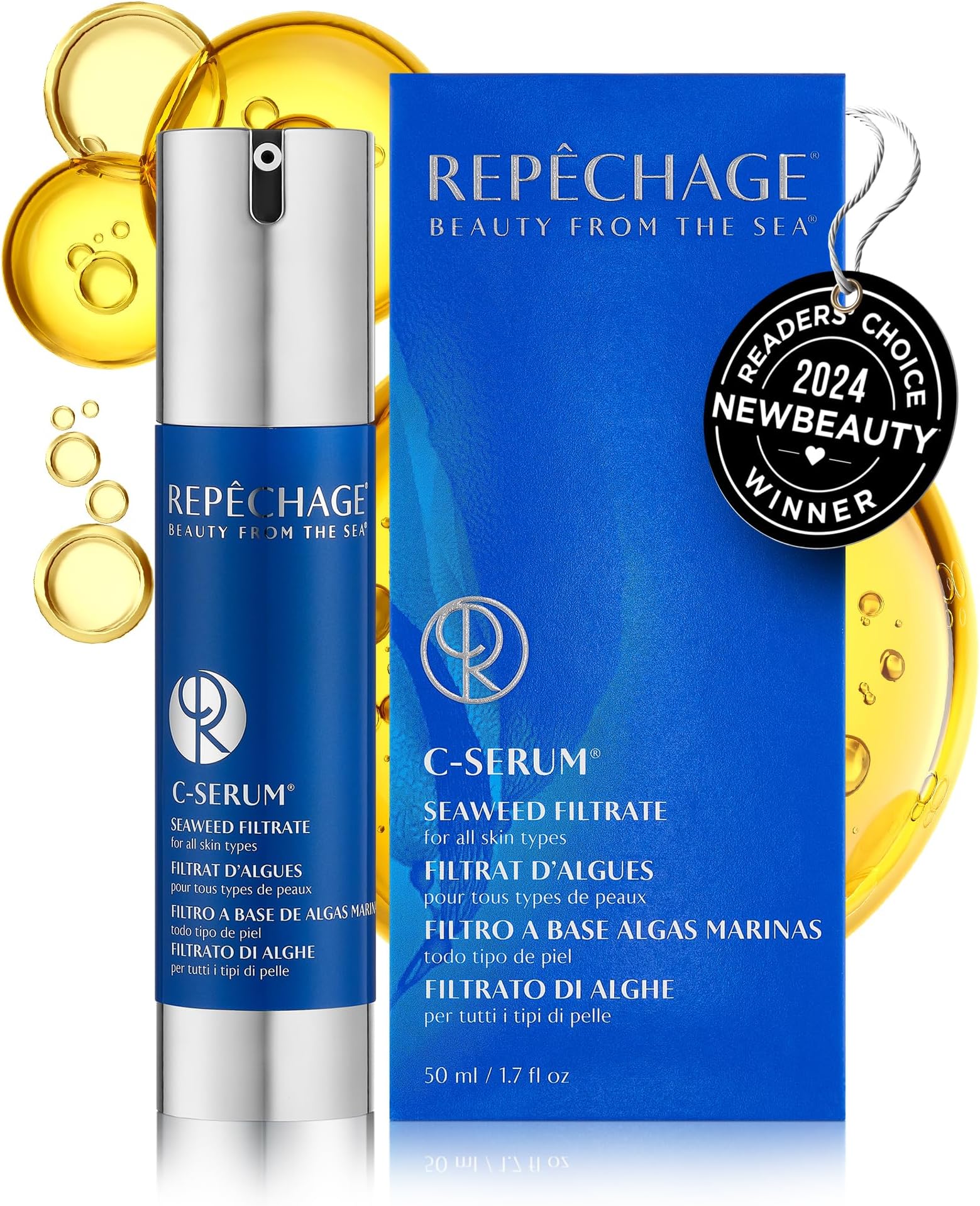 Repechage C Serum Seaweed Face Serum – Antioxidant & Vitamin-Rich Daily Hydration for All Skin Types – Lightweight, Silky, Fast-Absorbing Texture for Soft, Smooth, Supple Skin – 50 mL / 1.7 fl oz