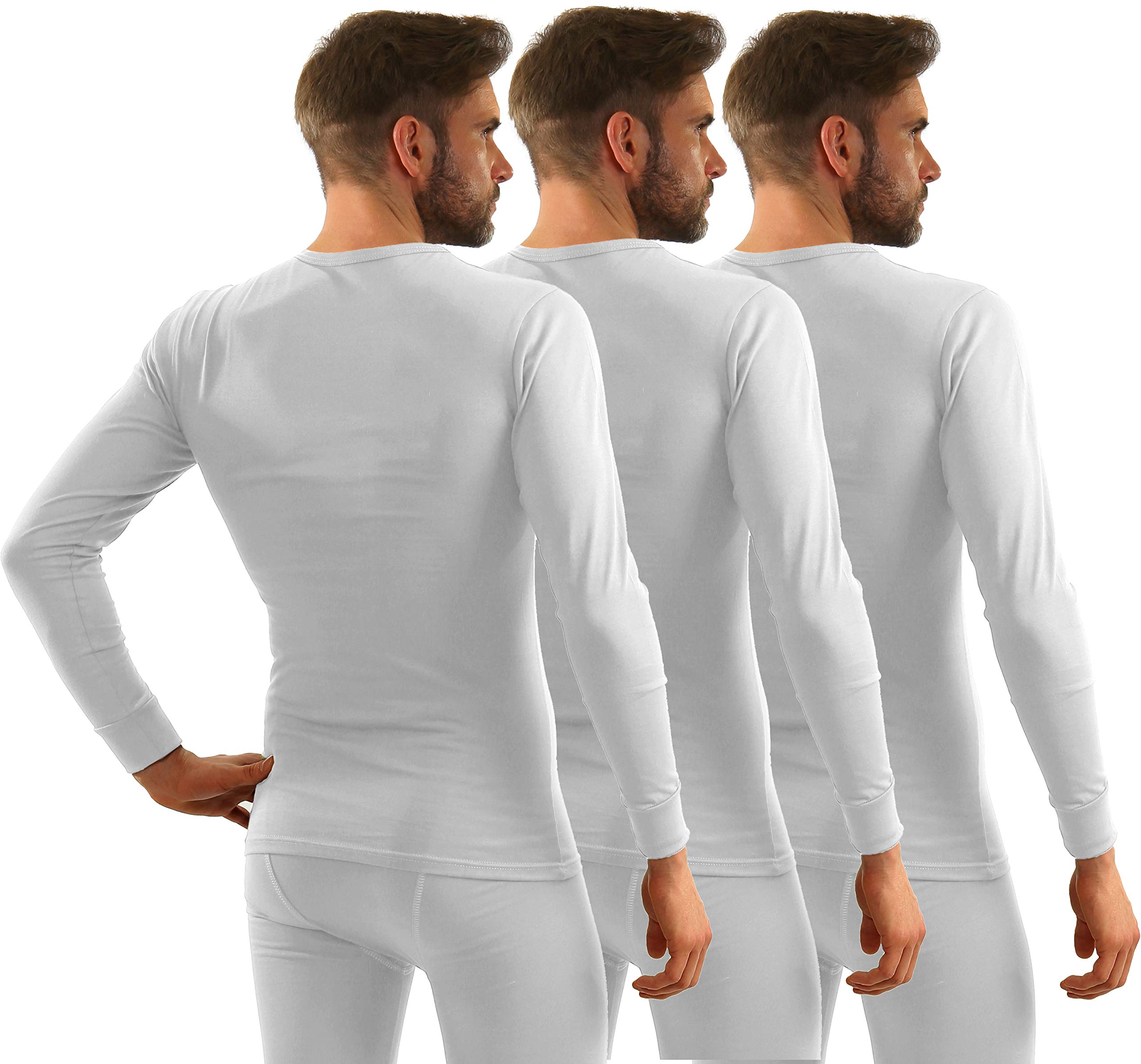 sesto senso Maglia Intima Uomo Lunga Pacco da 3 Cotone T-Shirt Termica Funzionale Biancheria Maniche Lunghe