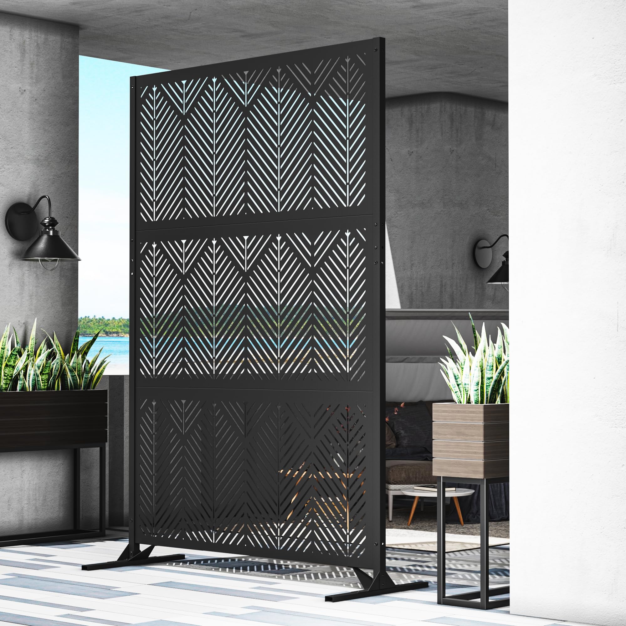 Modern Shade Geo Forest Privacy Screen