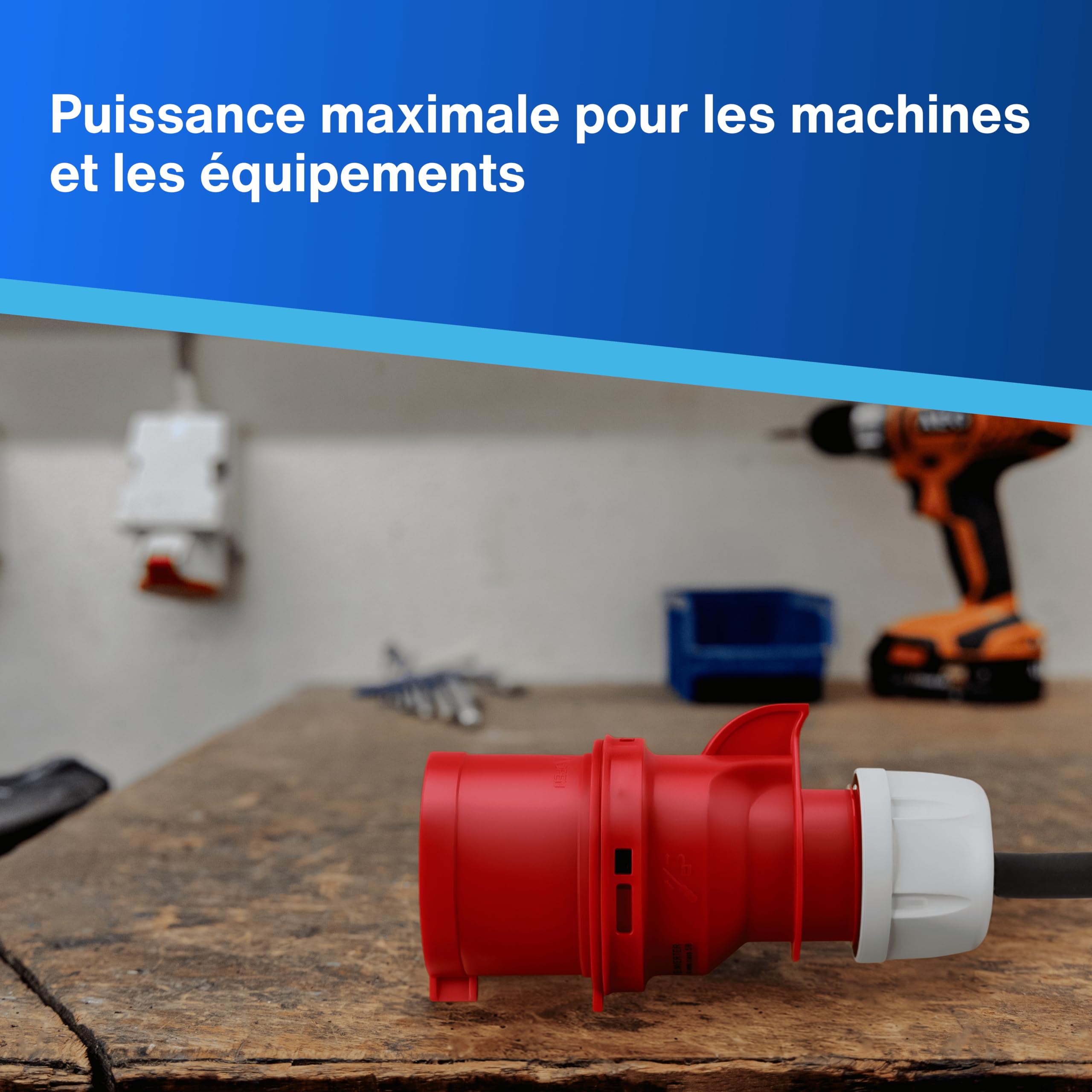 REV Inverseur de Phase CEE 16A, 400V, 5 pôles (3P+N+T), Prise triphasée IP44 étanche, Rouge