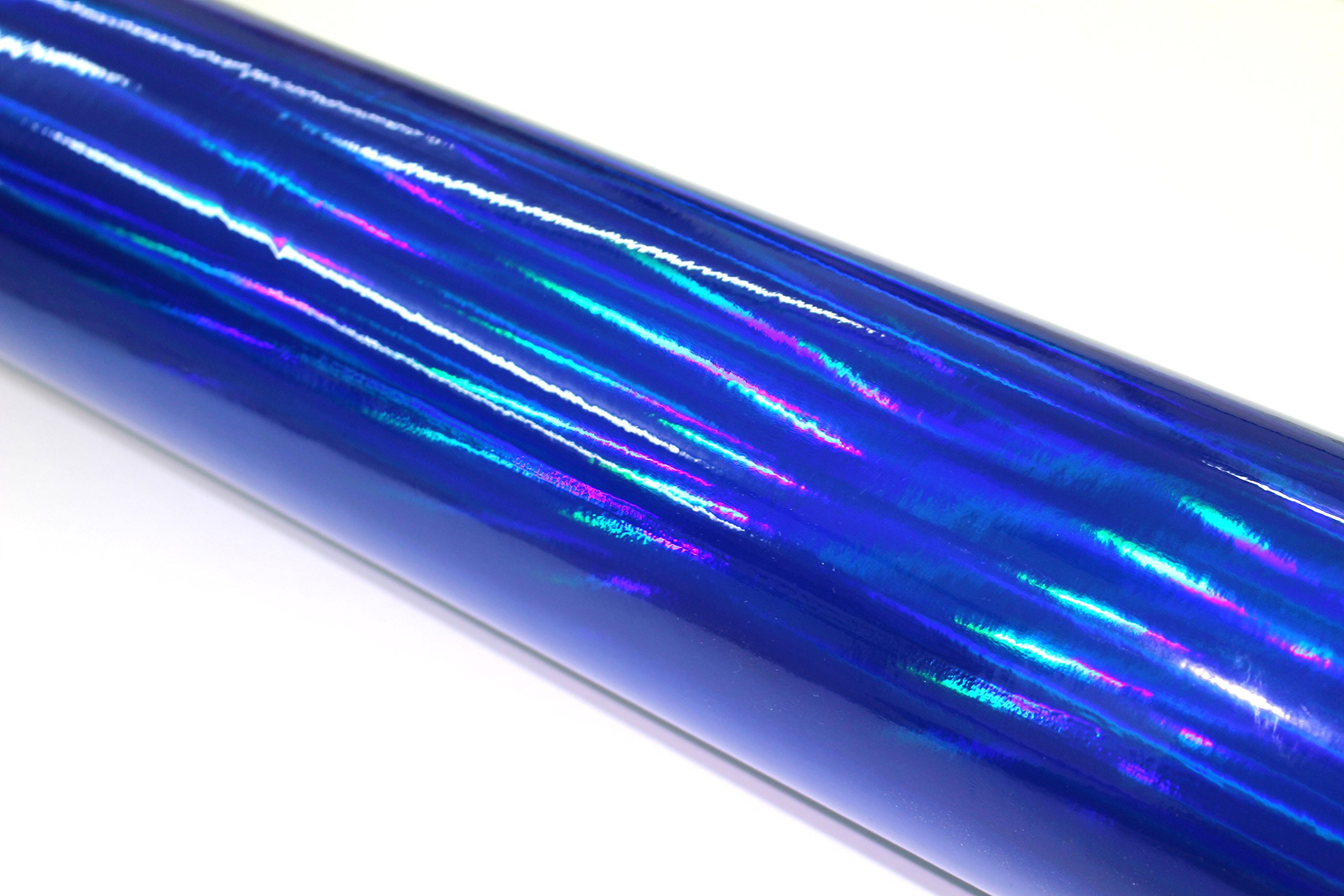 Finest Folia Laser Hologramm Chrom Auto Car Wrapping Folie mit Luftkanälen Holographic Selbstklebend Blasenfrei (Blau, 200 x 152cm)