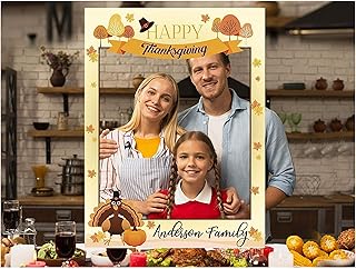 Happy Thanksgiving Turkey and Pumpkin Photo Booth Frame, Happy Thanksgiving, Thanksgiving Photo Props, Fall Photo Prop, Thanksgiving Decor, Photo Booth Frame Poster Print Sizes 36x24 and 48x36