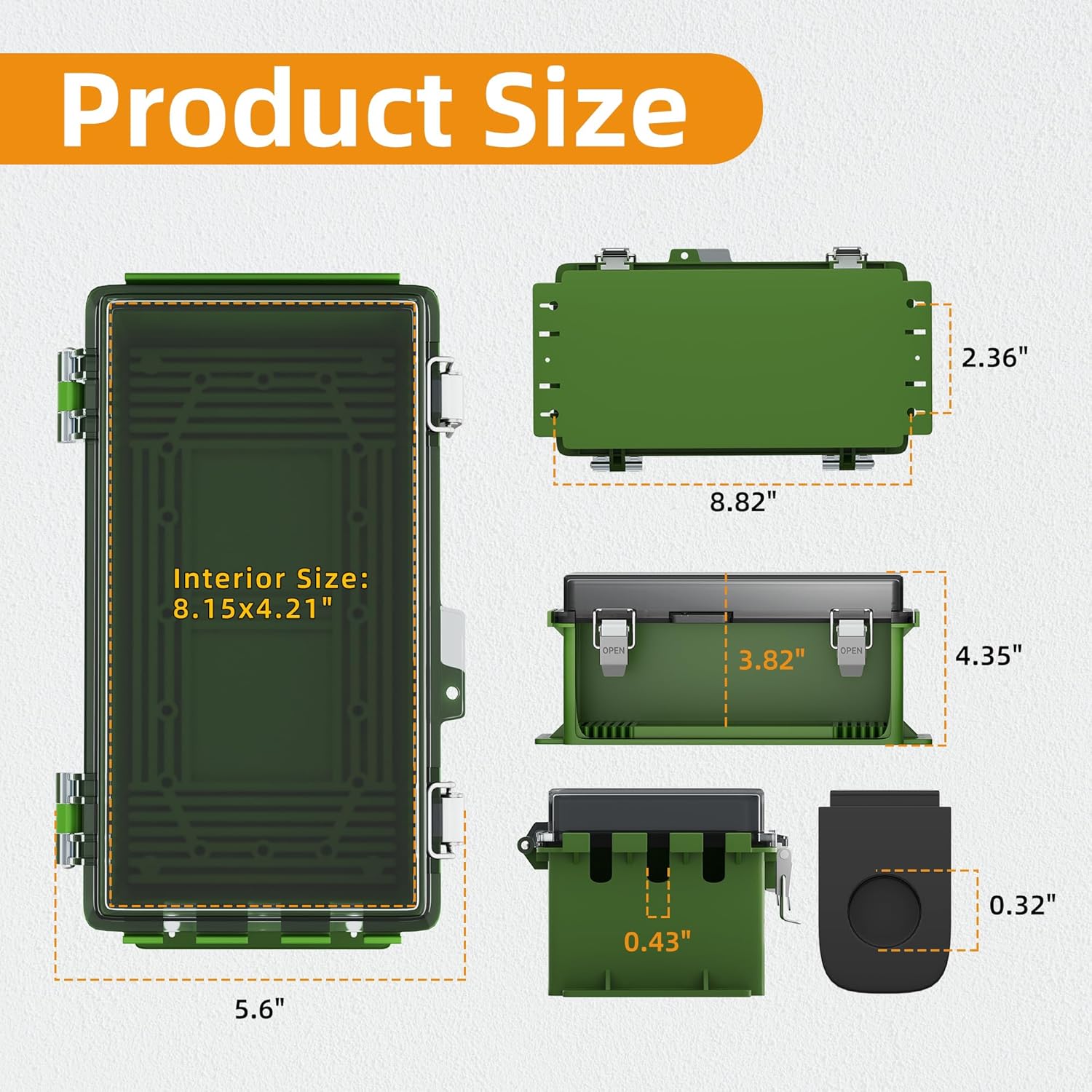 Joinfworld 9x5x4.3 Outdoor Extension Cord Cover, Waterproof Green Electrical Outlet Junction Box with Clear Cover Outlet Plug Protector for Power Strip Lights Pump Controllers