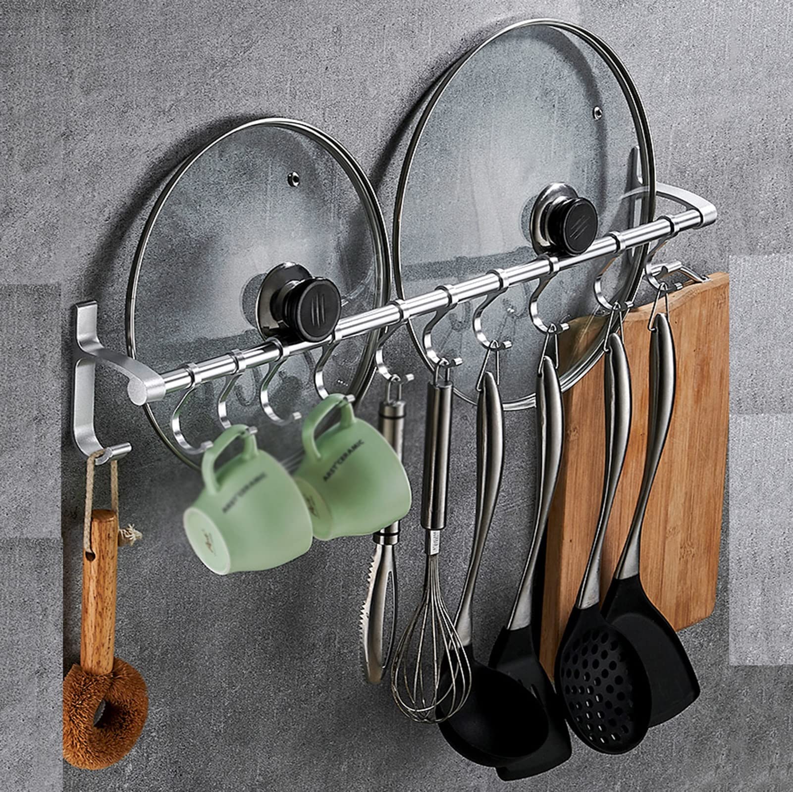 Estantes for Utensilios, Barra de riel for Colgar en la Pared de la Cocina, Estante for riel montado en la Pared for ollas y sartenes (Size : 60 * 10.5 * 7cm)