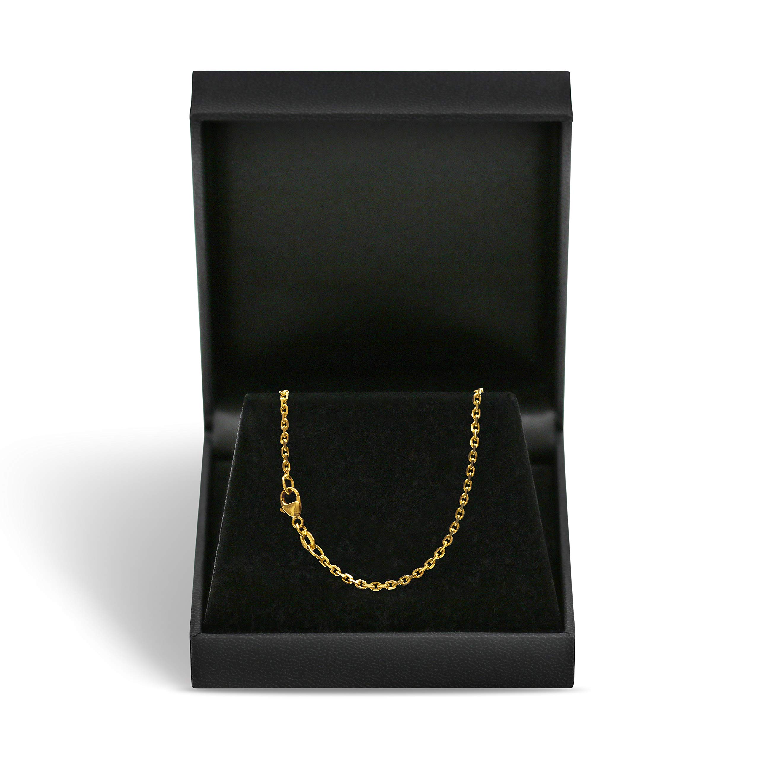 EDELIND 18K 14K 9K 8K Cadena Cable diamantada 1.7 mm I Oro Amarillo 333 375 585 o 750 I Cadena Unisex de Oro Macizo de 34 a 80 cm con Caja de Regalo de joyería