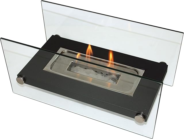 PURLINE Tabletop Biofireplace Portable Bioethanol Fireplace for Indoors and Outdoors ONIROS Tabletop with Stainless Steel Burner