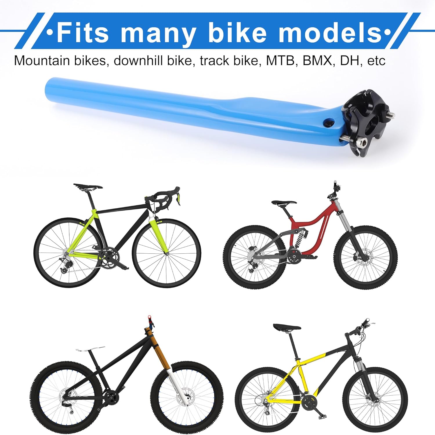 VekAuto 自転車シートポスト 30.8x400mm 自転車サドルポスト シートチューブ ユニバーサル調整可能シートクッション