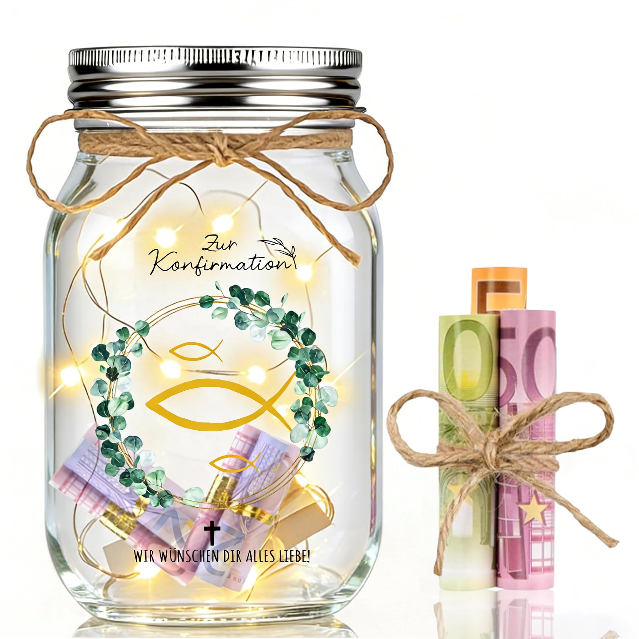 Konfirmation Geschenk, LED Flaschenlicht Geldgeschenk Konfirmation für Mädchen und Jungen,Konfirmationsgeschenk Geldgeschenke Verpackung