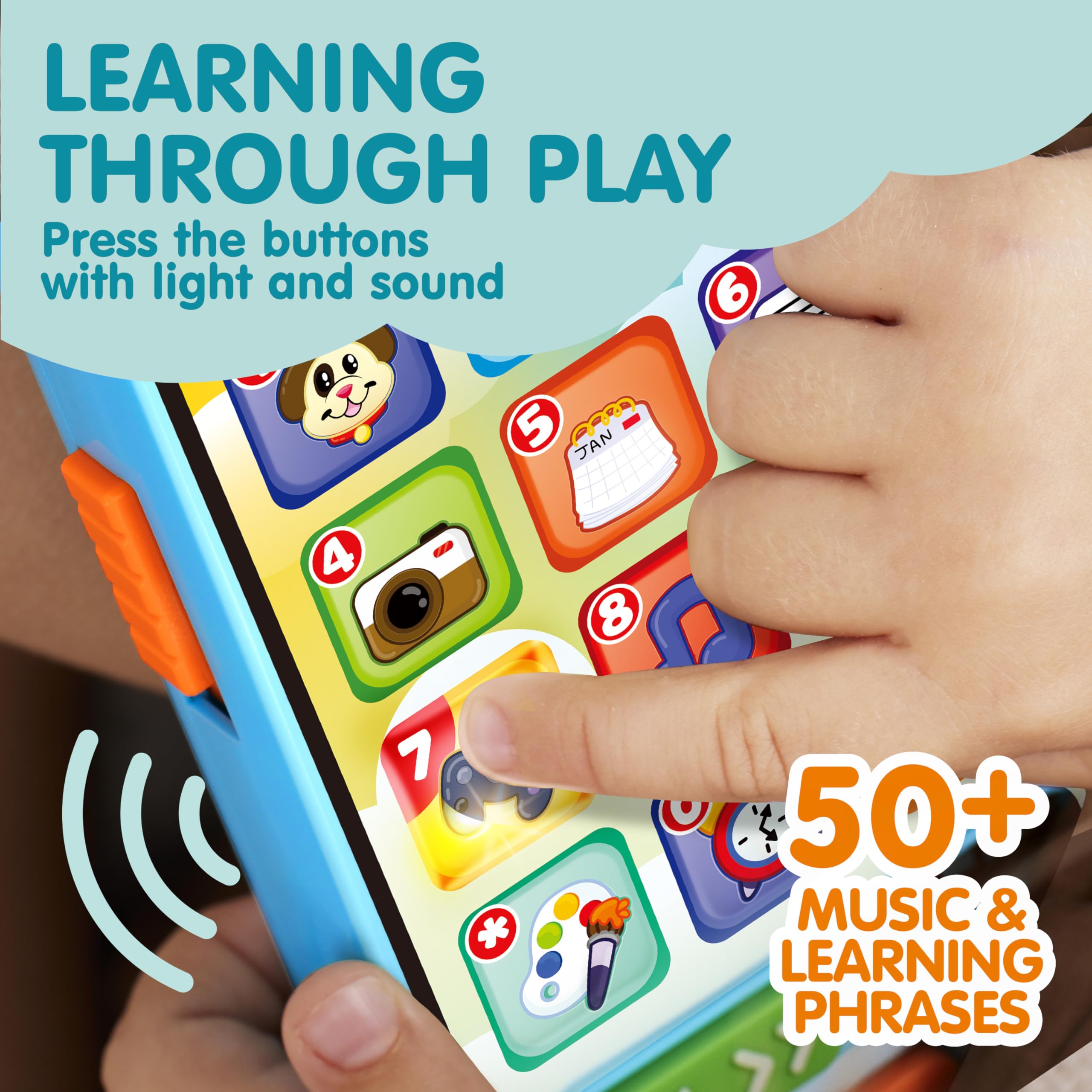 Juguetes para bebés de 6 a 12 meses, teléfono celular con 4 modos de juego y más de 50 frases de música y aprendizaje, juguetes educativos para niños de 1 a 3 años, regalos de cumpleaños para 5