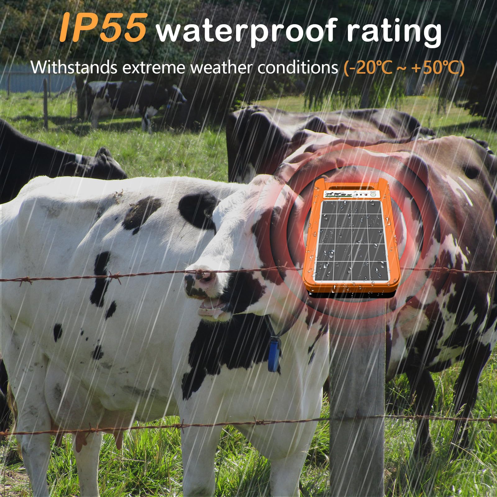 Cercas Eléctricas, Energizador Solar Para Cercas Eléctricas 8Kv 0.2J Energizador Para Cercas Eléctricas 1.5Km Para Aves Corral Panel Solar 3W Batería Litio 10400Mah IP55 Resistente Intemperie