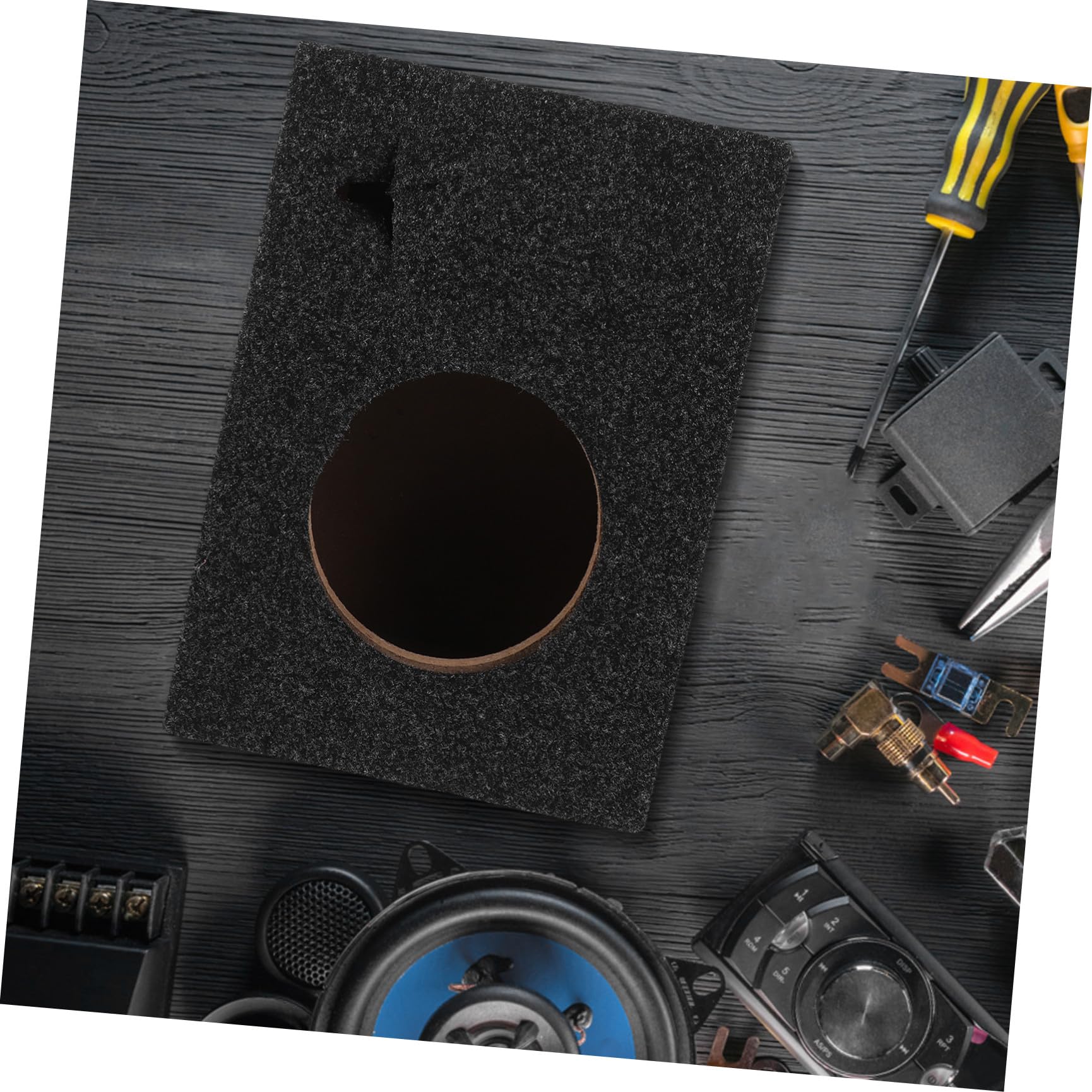 Angoily Cassa Subwoofer Quadrata Sottile 6,5 Pollici in Legno e Feltro, Nera, Portatile, per Sistemi di Enclosure Subwoofer e Apparecchi Audio, per Casa e Eventi All'aperto