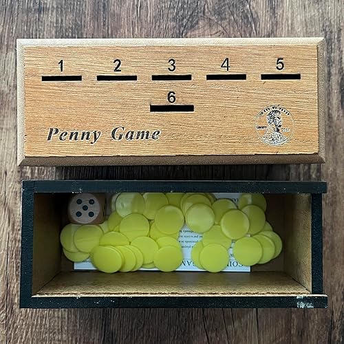 Miniatura 3 de Penny Game - Coin Drop Wood Box For 2+ Players, Fun Board Game Get Rid Of Pennies To Win, Family Board Game, Bar Dice Game, Original Wood Version