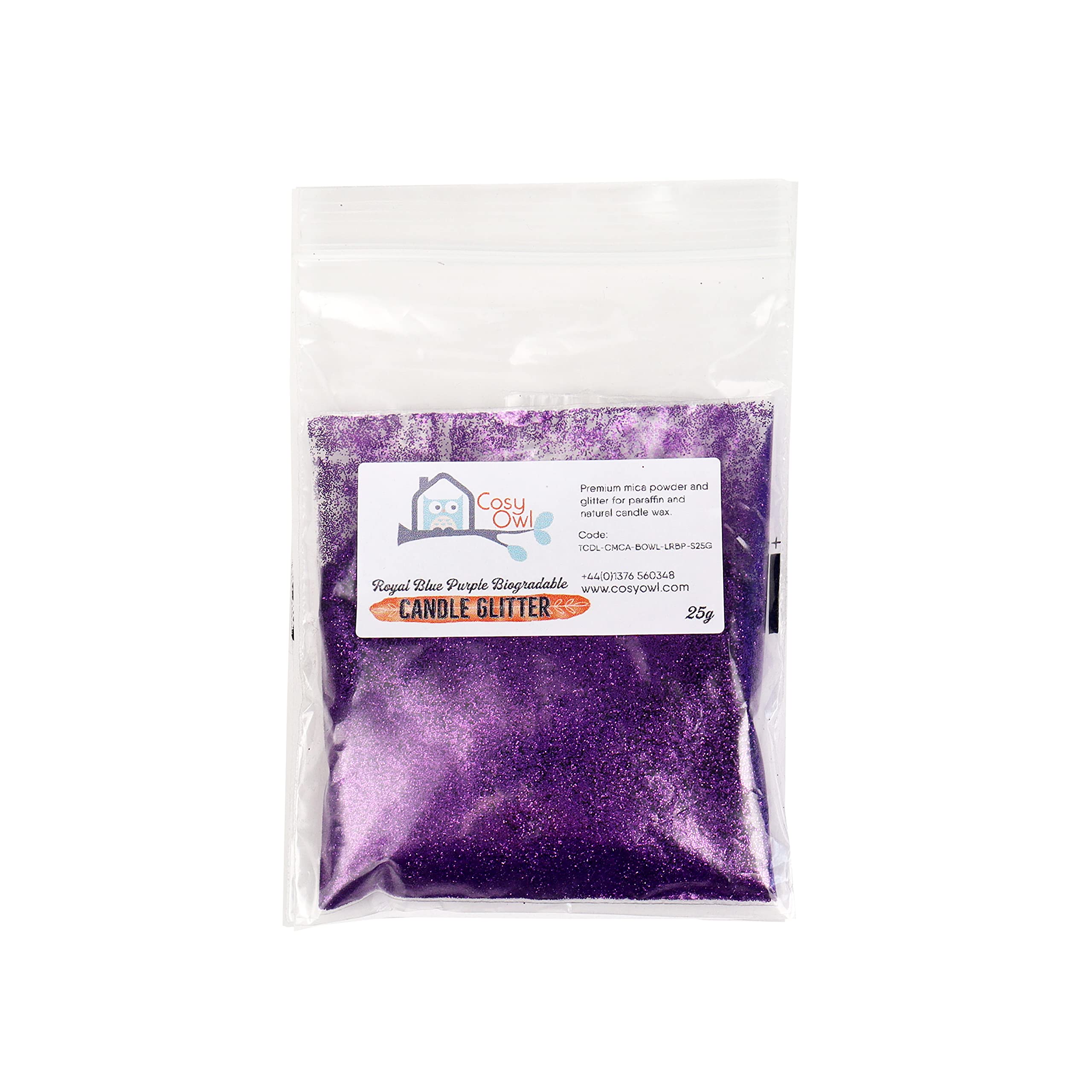 Cosy Owl Biodegradable Glitter 25g - for Candle/Wax Melt Making - (Royal Blue Purple)