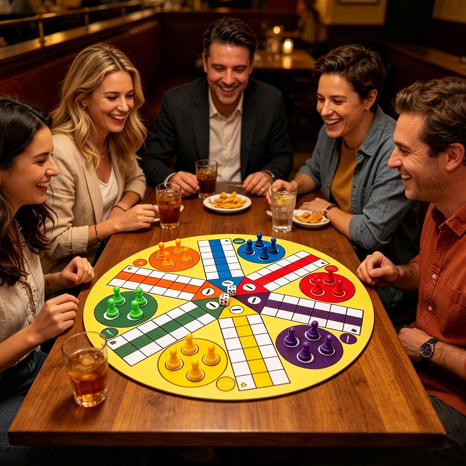 Yctze Gioco da Tavola Ludo Interattivo Grande per Famiglia (Height 23mm | Materiale durevole, ideale per giochi di gruppo, dimensioni 350 mm, sicuro per i bambini
