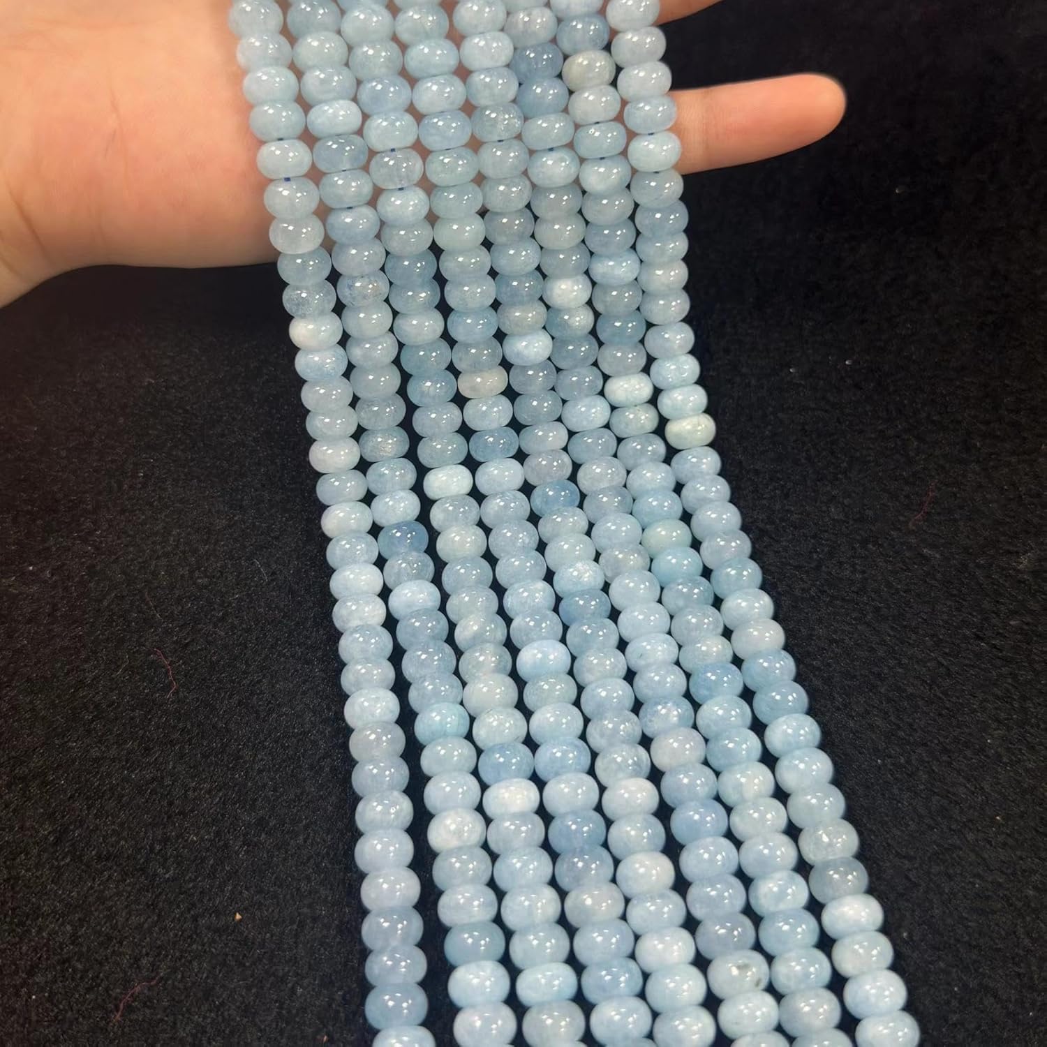 76 Pcs 5x8mm Light Aquamarine Color Dyed Jade Stone Bead Smooth Rondelle Gemstone Beads for Jewelry Making Necklace Crafts Bracelets - Image 3