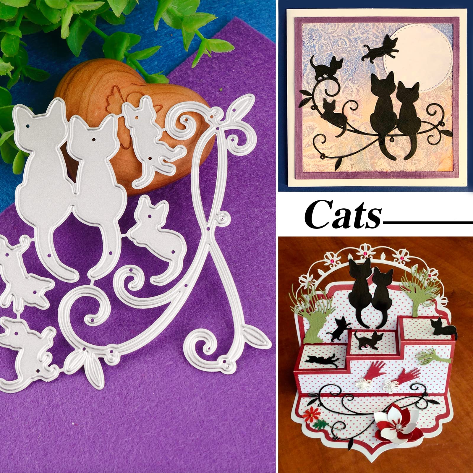 Metal Die Cuts 3-Piece Cat Die Cut Set - Metal Cutting Dies For Card ...