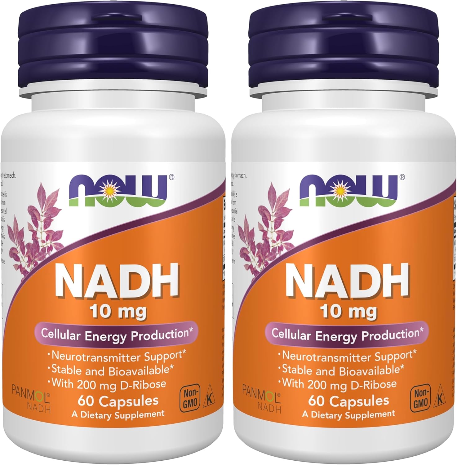 NOW Supplements, NADH (Reduced Nicotinamide Adenine Dinucleotide) 10 mg with 200 mg D-Ribose, 60 Veg Capsules